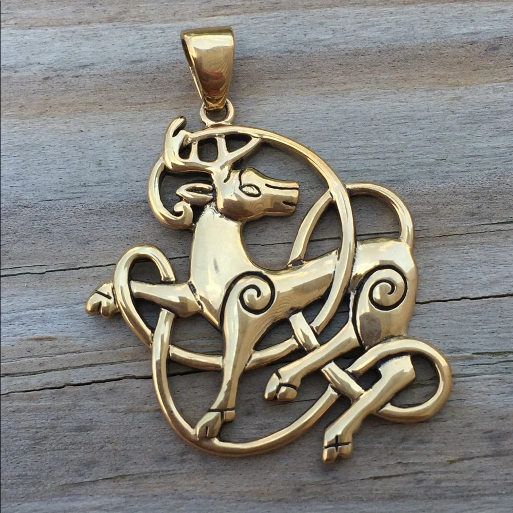 Deer Pendant Celtic Stag Cernunnos Bronze Norse Nordic Stag jewelry